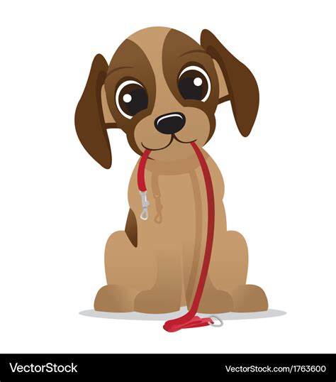 Cute puppy dog with leash Royalty Free Vector Image