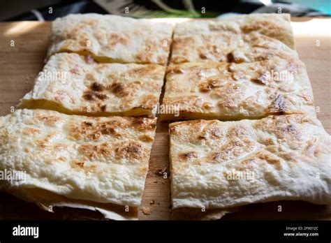 cut and ready to serve. traditional turkish cuisine: flatbread. With Cheese or vegetables Stock ...