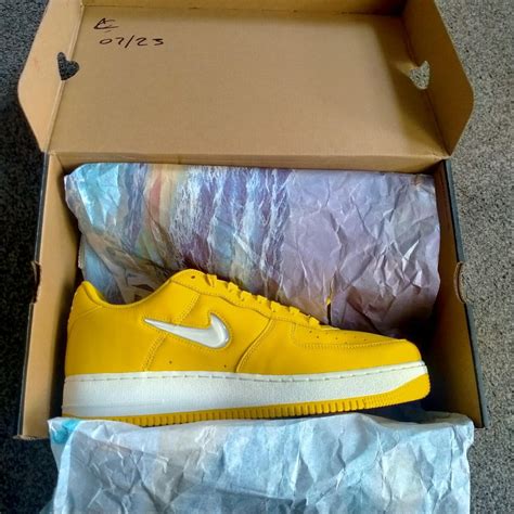 Nike Air Force 1 Yellow Mens Size UK 11 - Brand New... - Depop