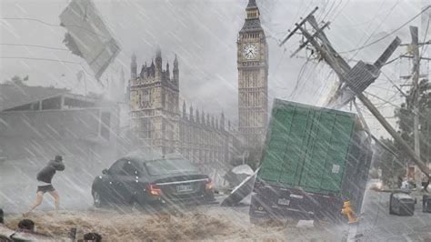 Emergency in London! Heavy Storm hit England, the wind blows the trees in UK - YouTube