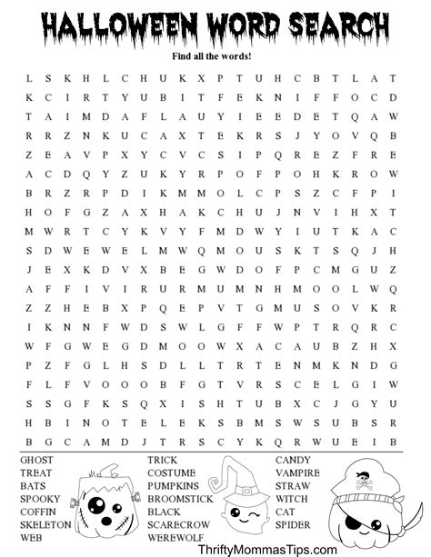 Fun Halloween Word Search Printable - Thrifty Mommas Tips