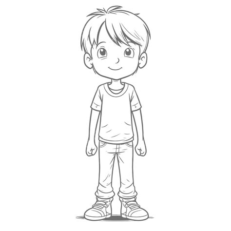 Kid Coloring Page Boy Stand Up Vector Illustration Outline Sketch Drawing, Wing Drawing, Rat ...