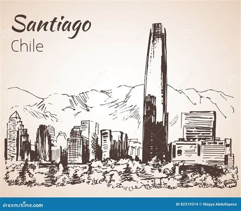 Santiago Skyline And Landmarks Silhouette Vector Illustration | CartoonDealer.com #114862724