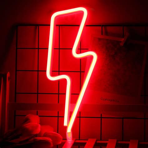 eyeJOY Lightning Bolt Neon Signs Neon Lights Led Wall Sign Light USB ...