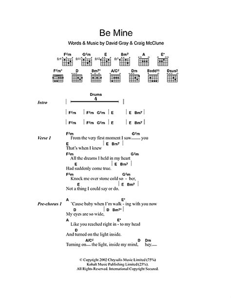 You Are Mine Lyrics And Chords - Sheet and Chords Collection