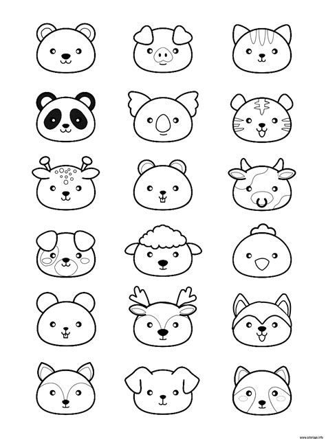 Coloriage animaux kawaii - JeColorie.com