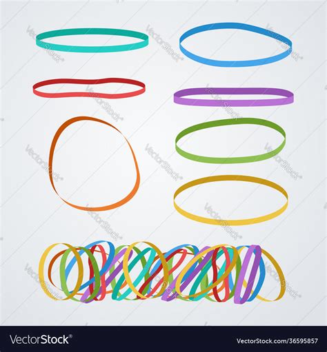 Colorful rubber bands in set on white Royalty Free Vector