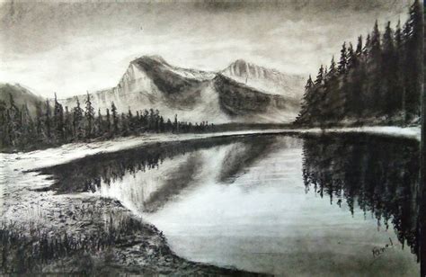 Charcoal Pencil Drawing Tutorial For Beginners | A Beautiful Landscape Scenery Drawing