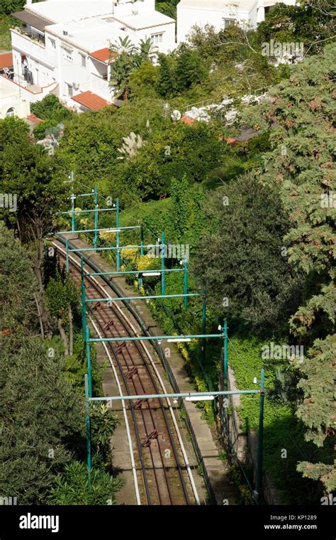 Island of Capri (Italy). Funicular rails of the island of Capri Stock Photo - Alamy