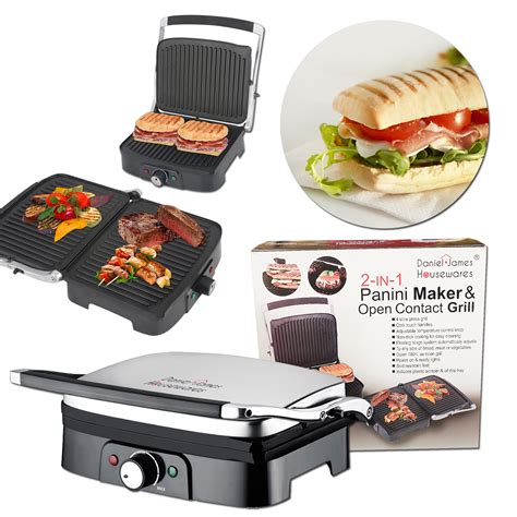 Electric 2-in-1 Panini Press & Open health grill griddle and Sandwich maker - Daniel James Products