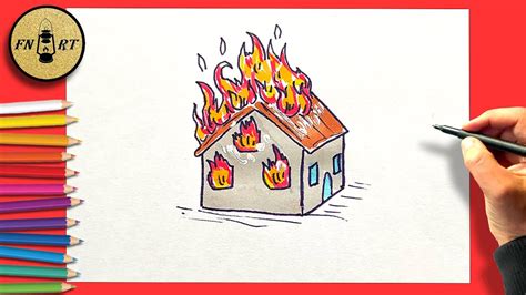 How to draw a house on fire easy step by step - YouTube