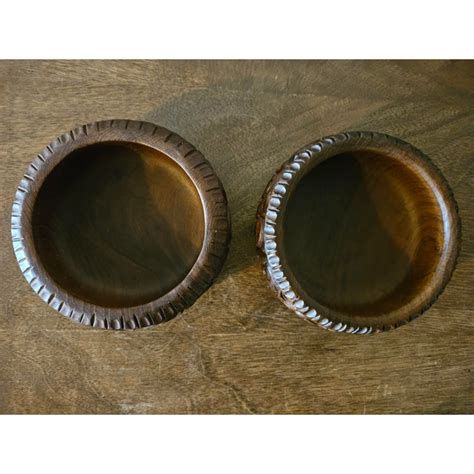 Vintage Hand-Carved Wooden Bowls- Set of 2 | Chairish