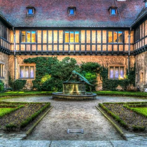 Fountain Castle Courtyard Photography Backdrops Architecture Background