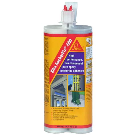 Sika AnchorFix 500 - Two Component Epoxy 20 oz, High Performance, Concrete Anchoring System ...