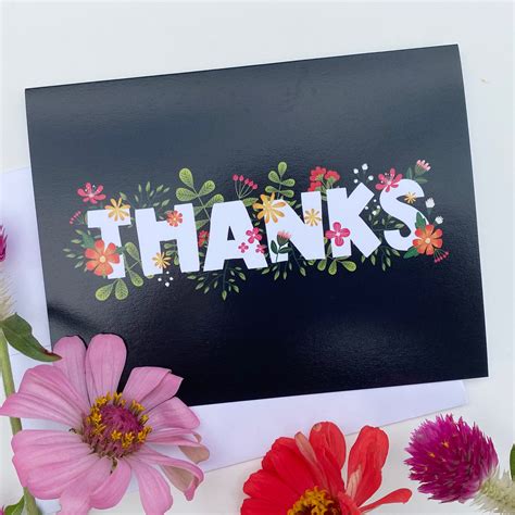 Flower Thank You Card Thanks Card Flowers Thank You Card | Etsy