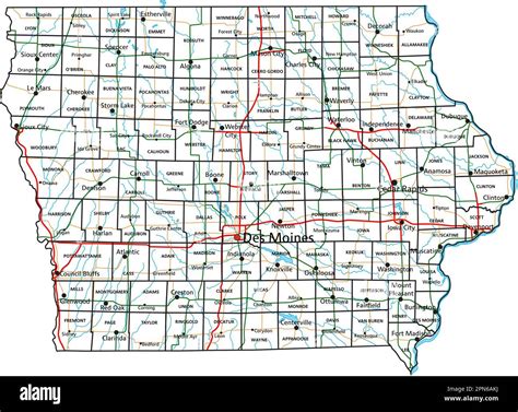 Iowa road and highway map. Vector illustration Stock Vector Image & Art - Alamy