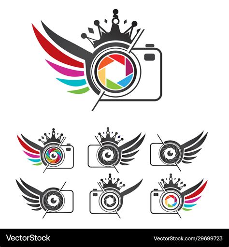 Wing photography camera logo design bundle Vector Image