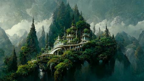 Fantasy Landscapes Elven Home in the Mountains Digital Print - Etsy ...