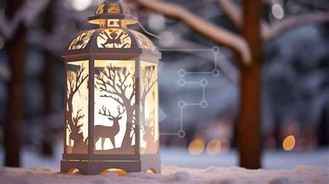 Winter Lantern in Snowy Forest stock photo | Creative Fabrica