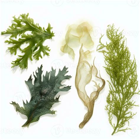 there are some different types of seaweed on a white surface. generative ai. 28496286 Stock ...