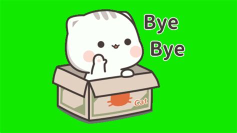 cute cartoon bye bye cat animated green screen video. - YouTube