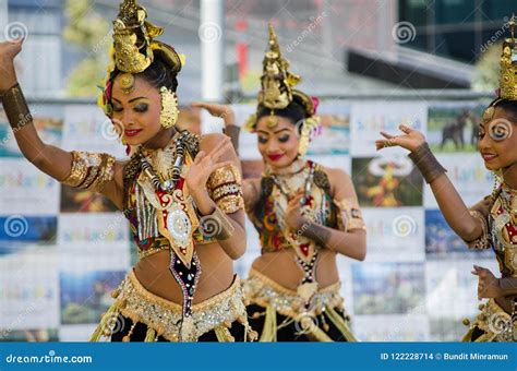 Sri Lankan Women Dancers In Beautiful Costumes Performing On Stage In Annual Events ` Sri Lanka ...