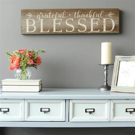 Stratton Home Decor "Grateful, Thankful, Blessed" Decorative Sign Wall Art S09608 - The Home Depot