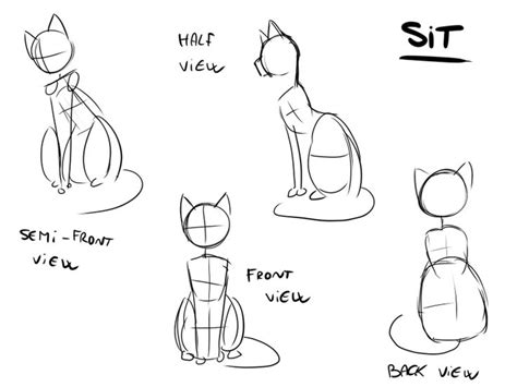 How To Draw A Cat Sitting Down - DRAWINGS OF LOVE