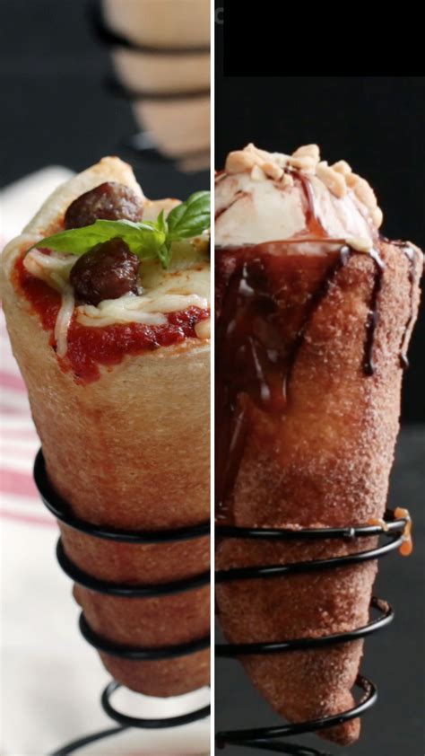 Pizza Cones [Video] | Recipe [Video] in 2021 | Yummy food dessert ...