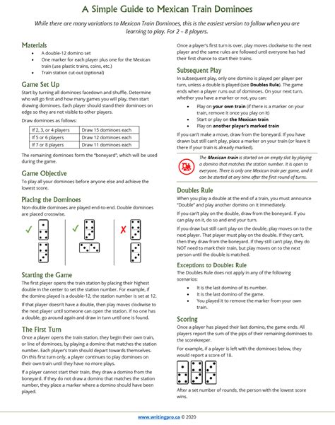 Revamping Instructions to Mexican Train Dominoes - Writing Pro