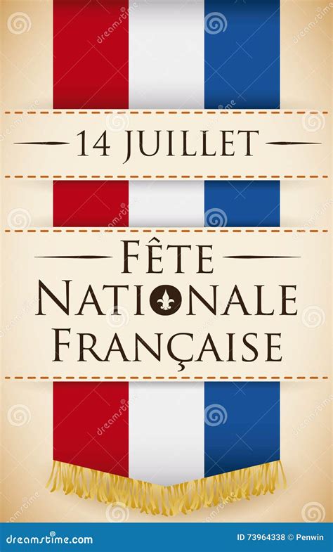 Flag With Fringes In A Retro Poster With Bastille Day Date, Vector Illustration | CartoonDealer ...