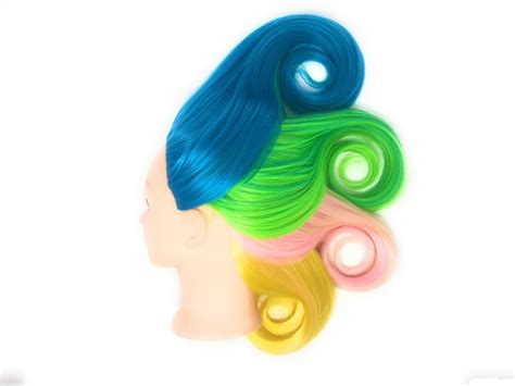 Cosmetology Mannequin Head Hair Training Synthetic 26" blue/green ...