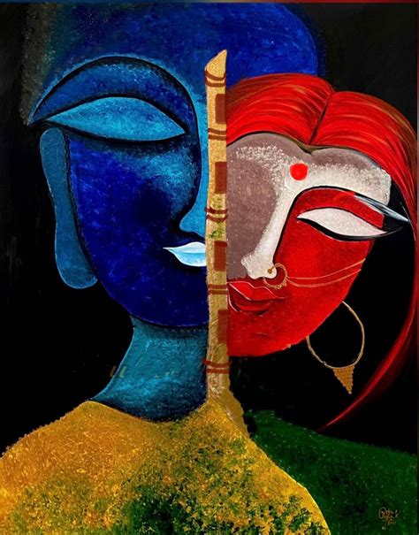 Soulful Love for Lord Krishna and Radha Modern Contemporary Abstract ...