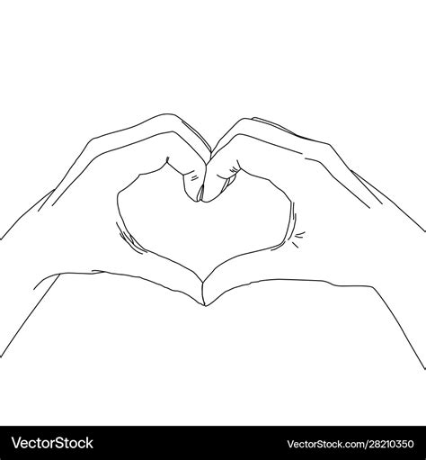 Sketch hands showing heart shape gesture hand Vector Image