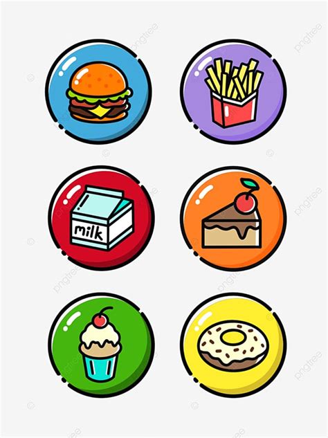 Snacks Food Clipart Vector, Cartoon Snack Fast Food Circular Button ...