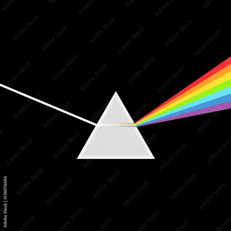 Triangular Prism breaks white light ray into rainbow spectral colors. Dispersive prism, physics ...