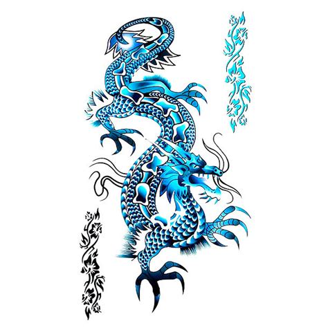 Awesome Blue Chinese Dragon Tattoo Design