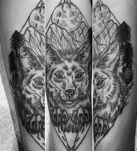 60 Coyote Tattoos For Men - Canis Latrans Design Ideas