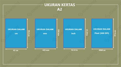 Ukuran Kertas A2 dalam cm, mm, inci dan pixel yang Betul