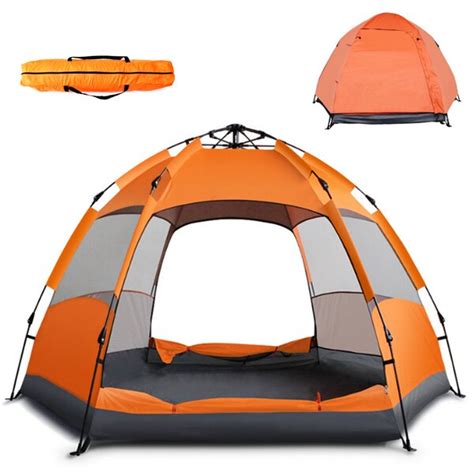 CHO 1 Min Setup 6 Person Pop Up Beach Tent Sun Shelter UV Protection For Camping Beach Orange ...