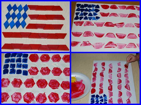 EASY Patriotic Pattern Block Painted Flag Craft for Preschool | The Preschool Toolbox Blog