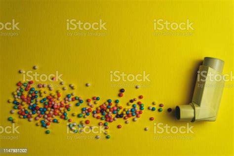 Yellow Asthma Inhaler With Particle Aerosol Spay Made By Color ...