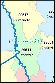 GREENVILLE South Carolina, SC ZIP Code Map Downloads