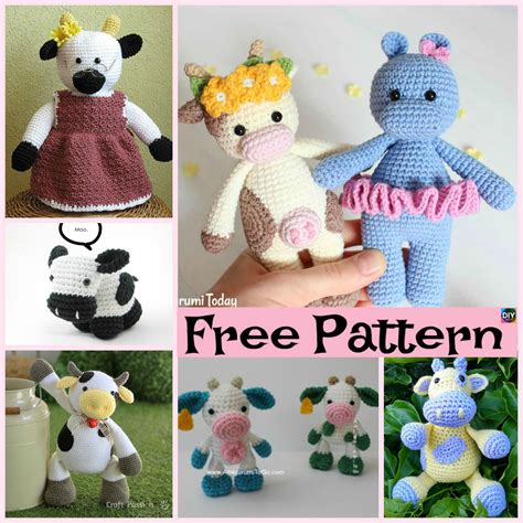 6 Super Cute Crocheted Amigurumi Cow Free Patterns - DIY 4 EVER