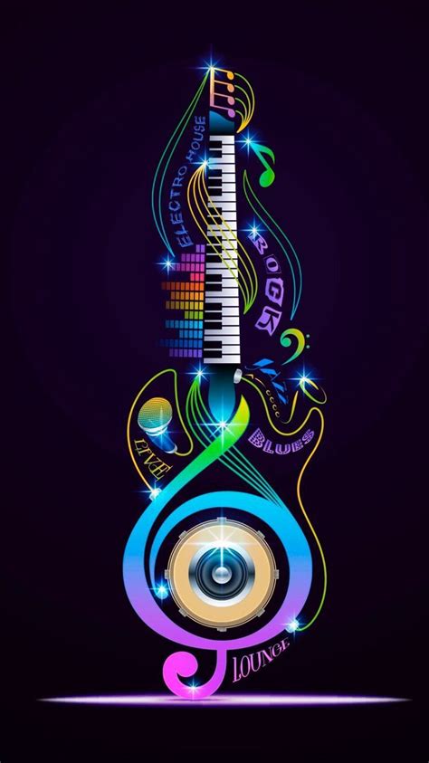 a musical instrument with music notes on it and the word joy written in bright colors