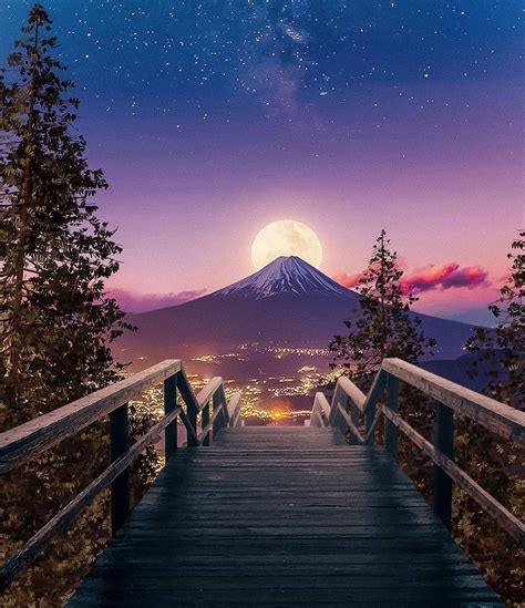 The Night Sky in Japan Mt. Fuji also known as Fujisan is the highest mountain in Japan. It rises ...