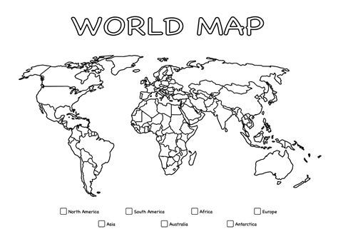 Map Of The World Coloring Page For Kids - Image to u