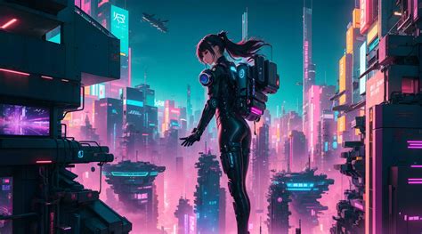 Dive into a futuristic cyberpunk cityscape in this captivating 4K anime wallpaper 26481313 Stock ...