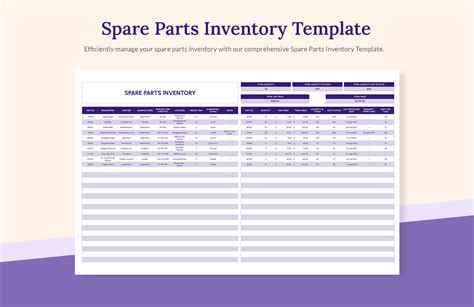 Spare Parts Inventory Template - Download in Excel, Google Sheets ...