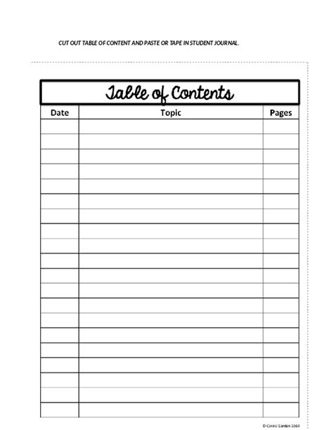 Table of Contents - Blank Template (FREE printable) | TpT